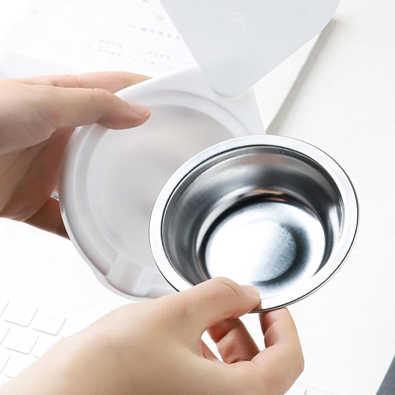 مطفأة سجائر من الفولاذ المقاوم للصدأ مضادة للرياح مع حامل دوار مخفي تحت المكتب باللون الأبيض - Image 5